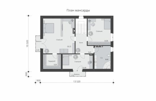 Проект индивидуального одноэтажного жилого дома с подвалои и  мансардой.